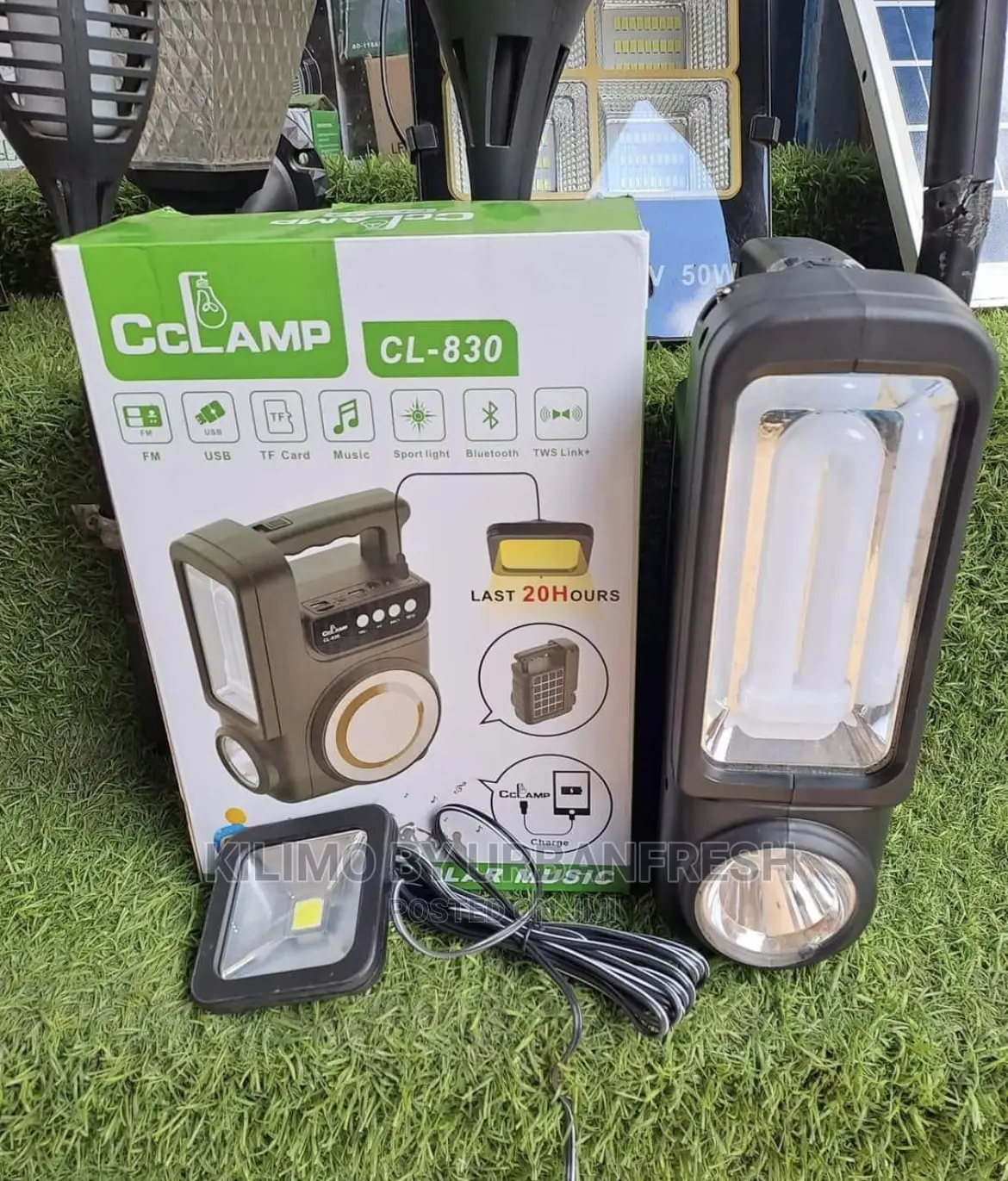Solar Powered Music ,Phone Charging Lighting System.