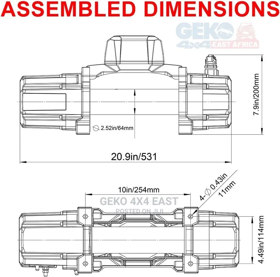 13500lbs 12vdc,Synthetic Rope, Electric Winch, Waterproof