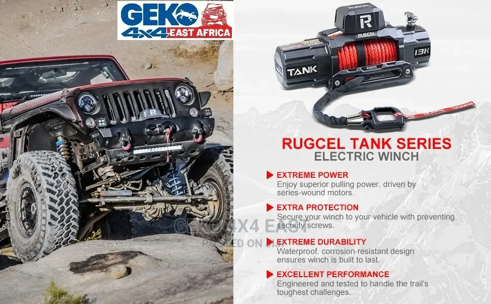 13500lbs 12vdc,Synthetic Rope, Electric Winch, Waterproof