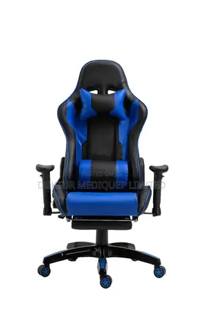 Office Chair Recliner Back Footrest Armrest Black and Blue