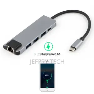 5 in 1 Type-C to USB3.0 HUB Converter With RJ45 Gigabit Ethe