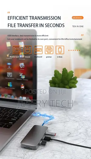 10 in 1 USB C Hub Type C Adapter to -Hdmi Rj45 VGA 1080P S