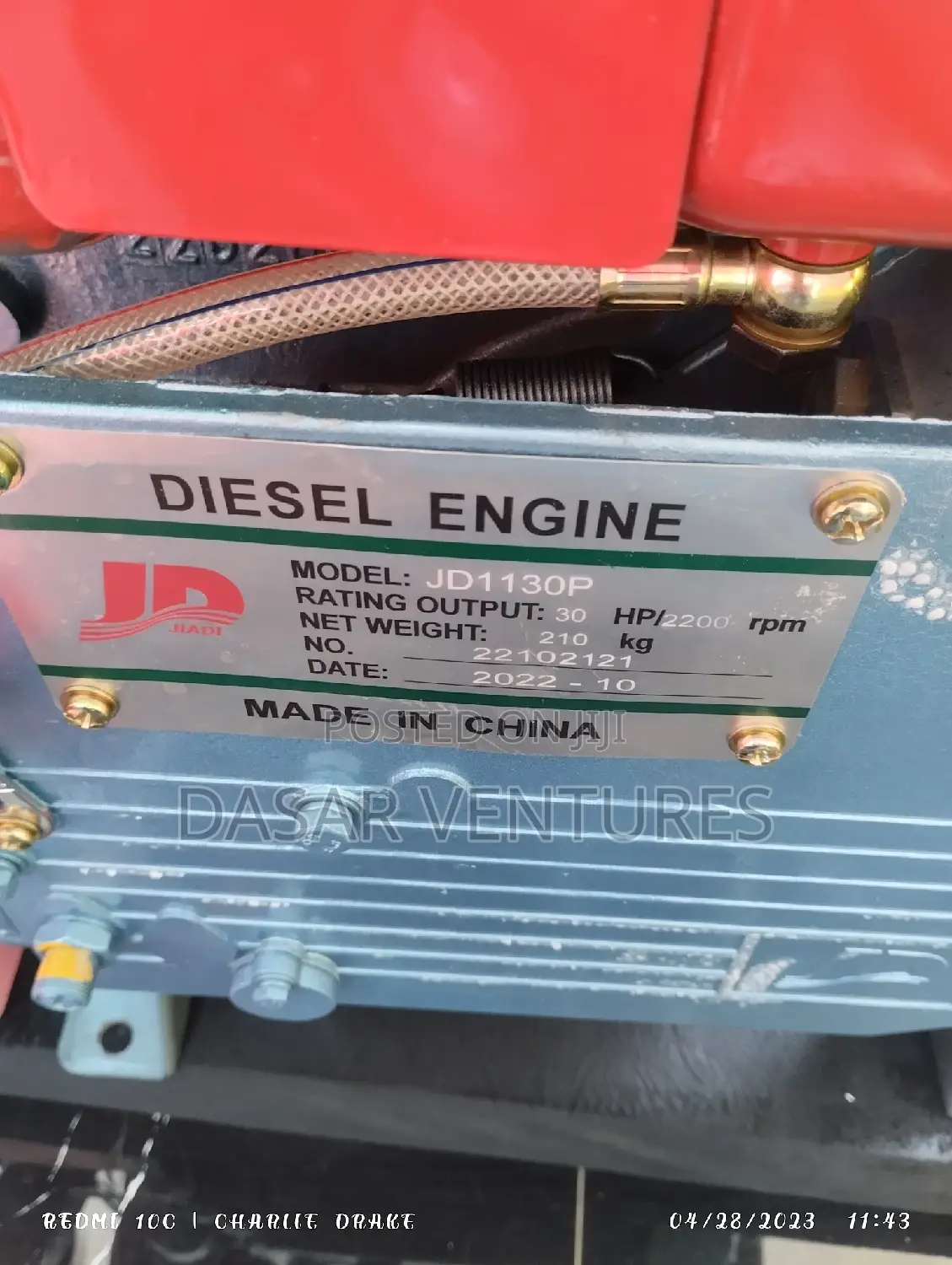 JD Engine 30hp Water Cooled