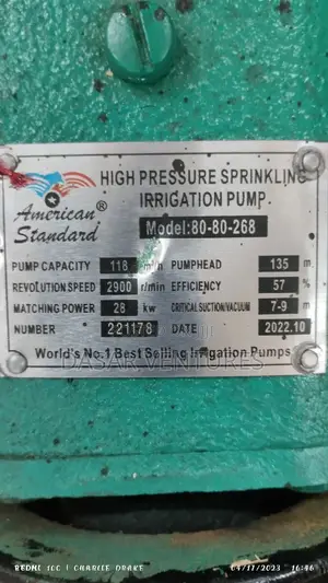 JD Water Pump 30hp and 135m Hd Lift