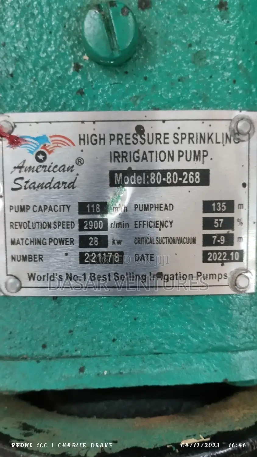 JD Water Pump 30hp and 135m Hd Lift