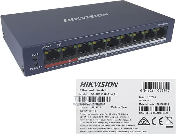 Hikvision DS-3E0109P-E/M(B) 8 Ports 100mbps Unmanaged Poe Sw