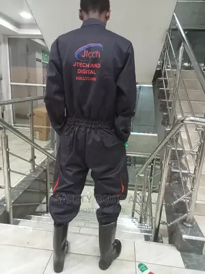 Dark Navy Cargo Overalls/ With Orange Piping