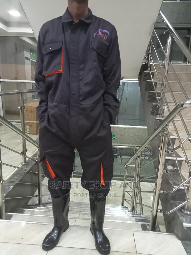 Dark Navy Cargo Overalls/ With Orange Piping - thumbnail 2