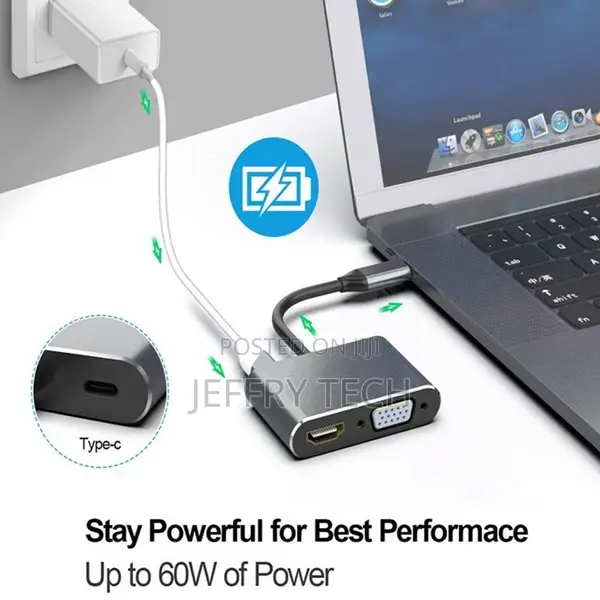5 in 1 USB 3.0 Hub VGA Laptop Adapter PD Charge 5 Ports 