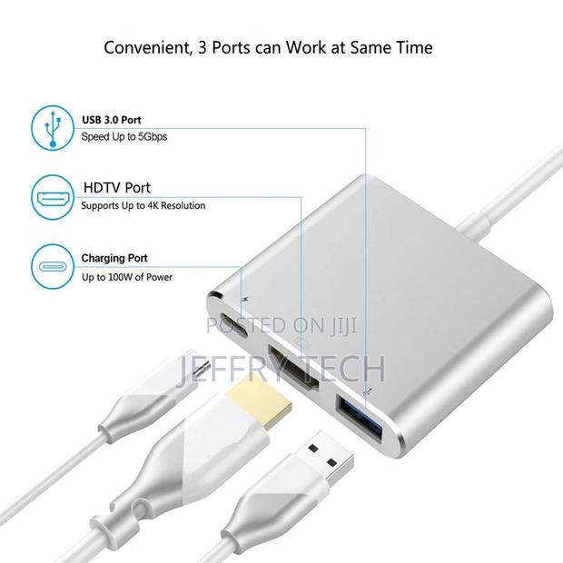 USB C Hub to HDTV USB 3.0 Type C Dock Station for Macboo - main view