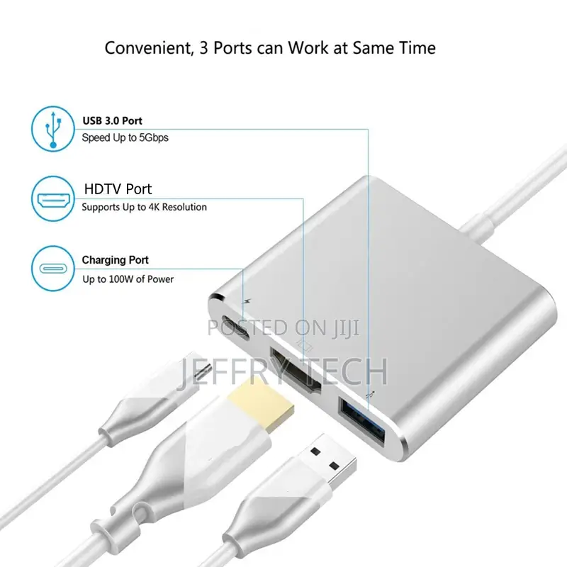 USB C Hub to HDTV USB 3.0 Type C Dock Station for Macboo