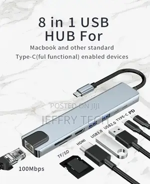 USB C Hub 3.0 Adapter 8 in 1 HDMI SD/TF Card Reader for Mac