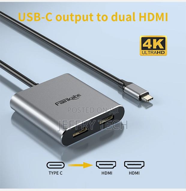 USB C to Dual Hdmi-Compatible Adapter Triple Display Vide - thumbnail 2