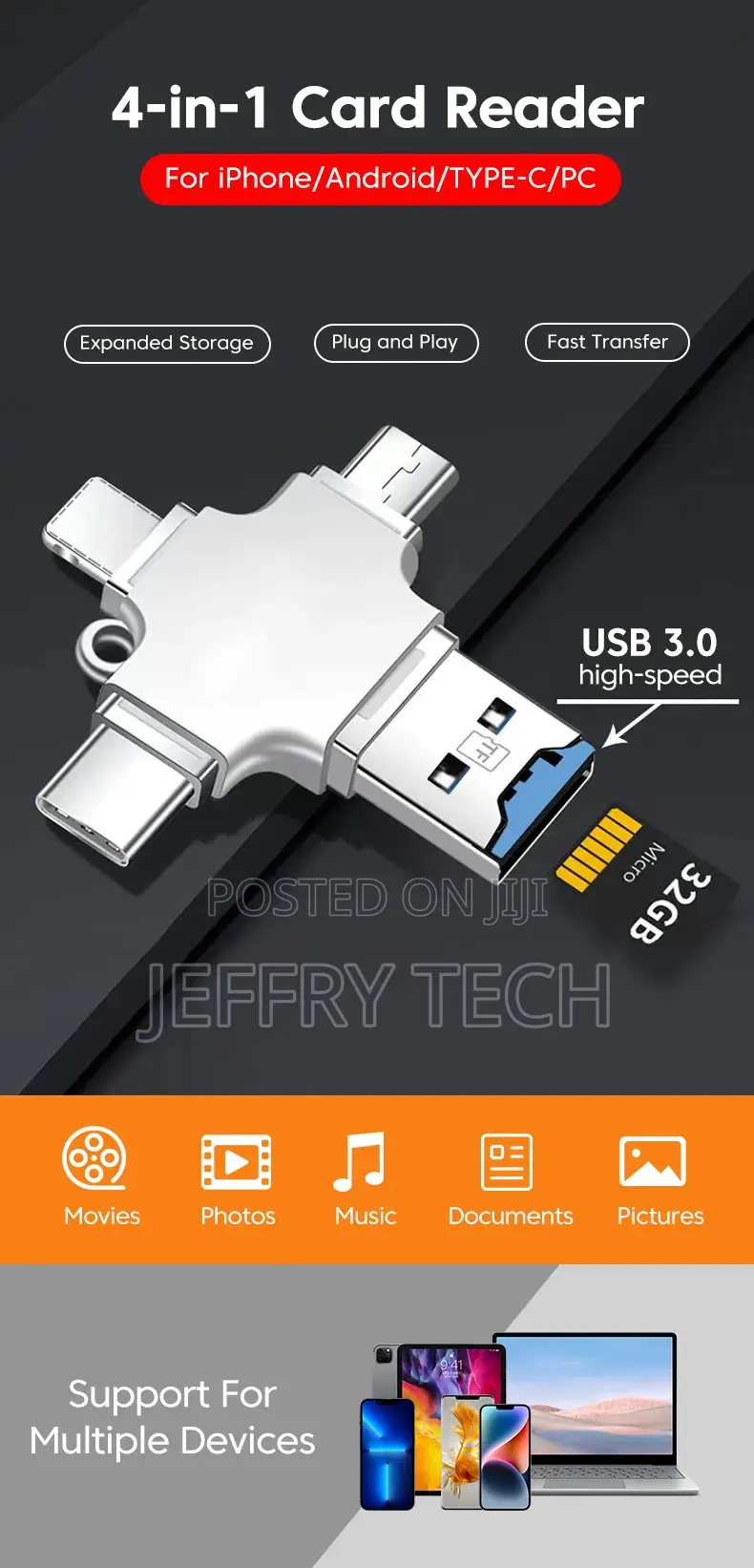 OTG Card Reader USB 3.0 to Type C IOS Micro Adapter TF Memor