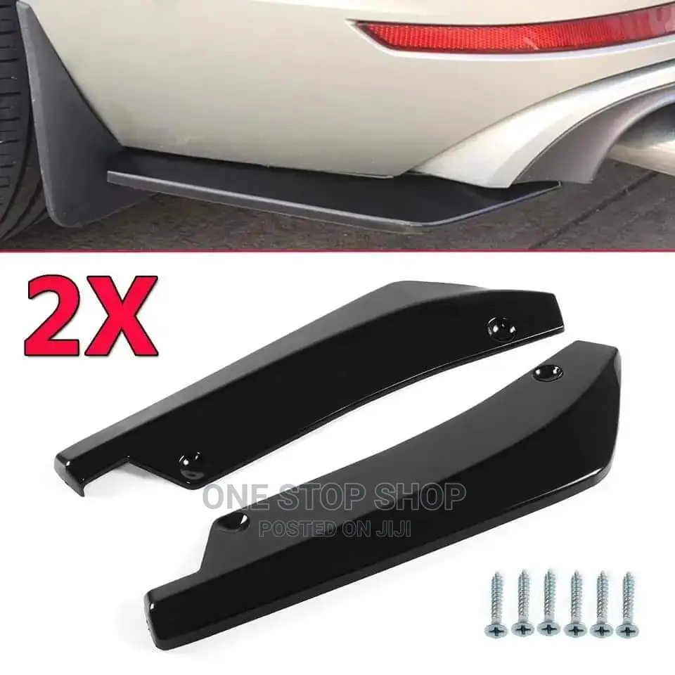 2pcs Gloss Black and Carbon Black Rear Side Lip