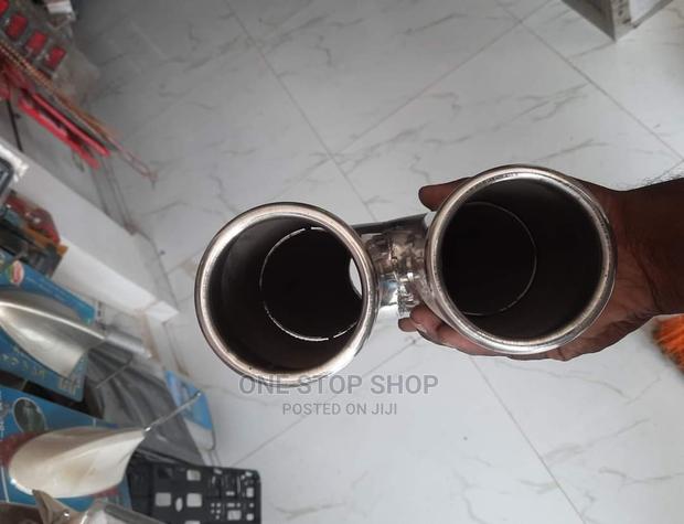 Universal Adjustable Chrome Double Exhaust End Tip - thumbnail 3