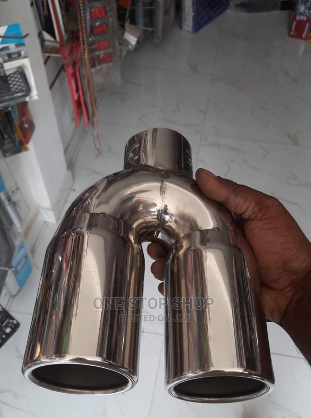 Universal Adjustable Chrome Double Exhaust End Tip - thumbnail 2
