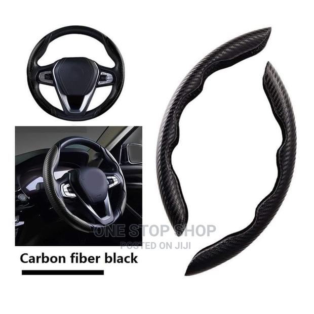 Carbon Fiber Black 2pc Universal Fit Steering Wheel Cover