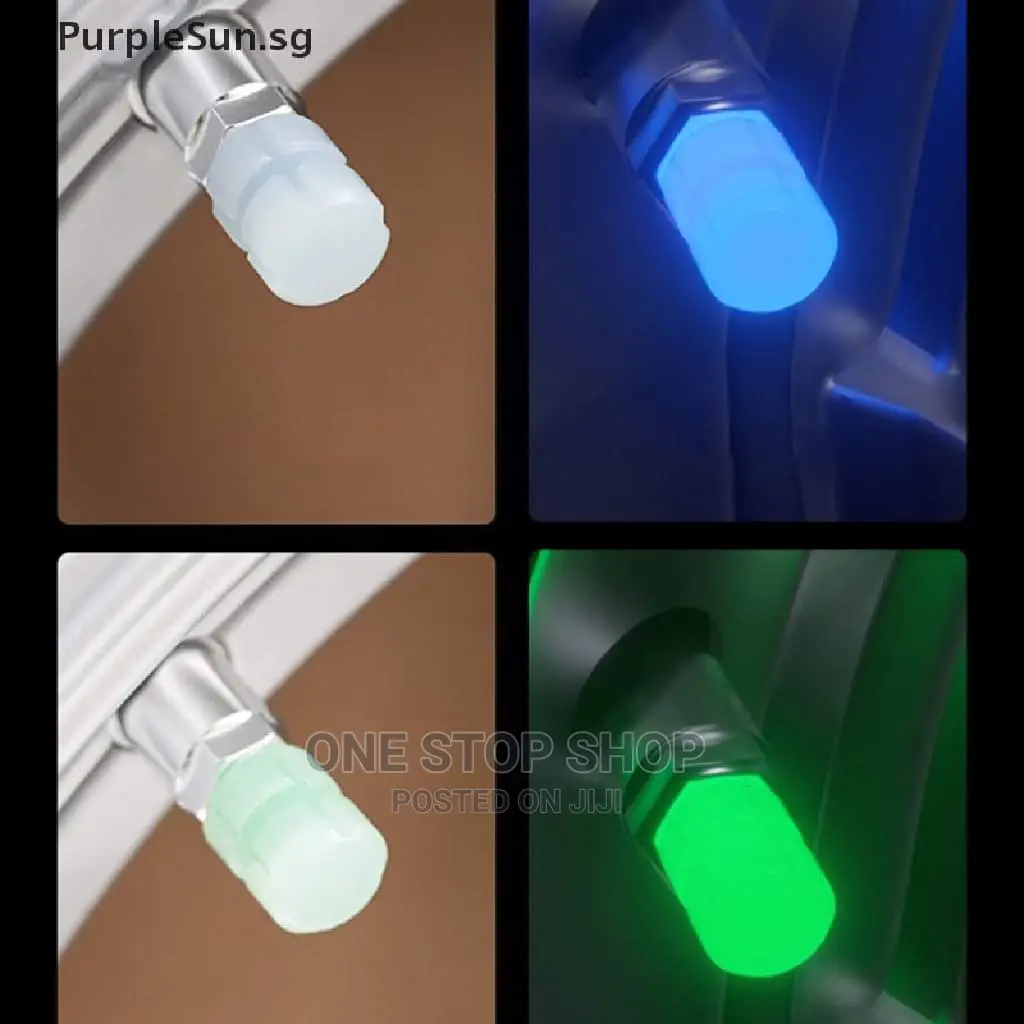 4pcs Reflective Tire Valve Caps (Red,Blue,Green,Pink
