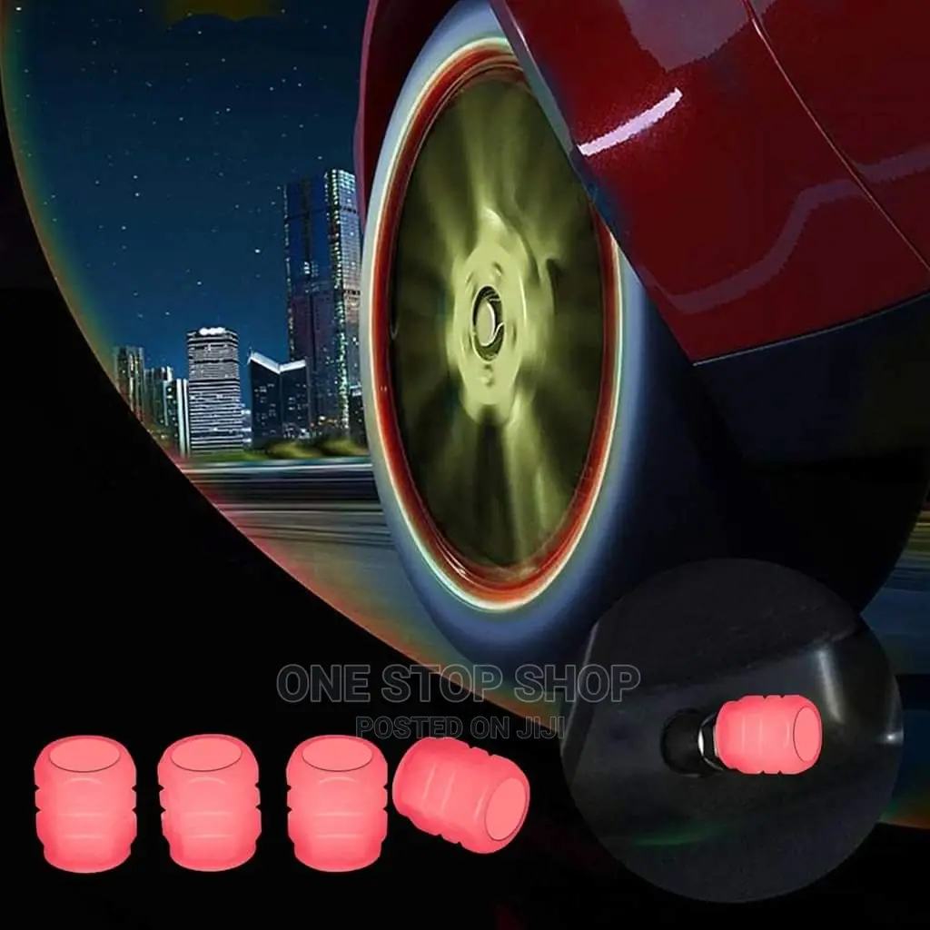4pcs Reflective Tire Valve Caps (Red,Blue,Green,Pink