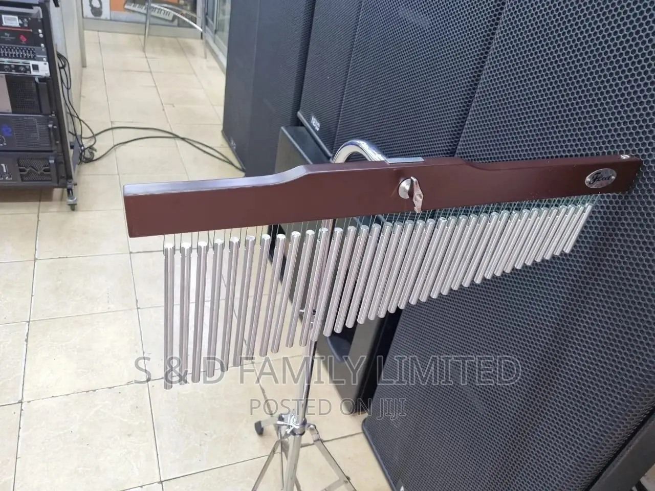 36 Bar Silver Chime With Tripod Stand
