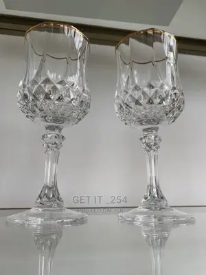 Crystal Wine Glasses With Gold Rim - Per Set of 6