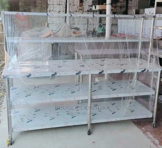 Stainless Steel Working Table Top(With Over Shelves).
