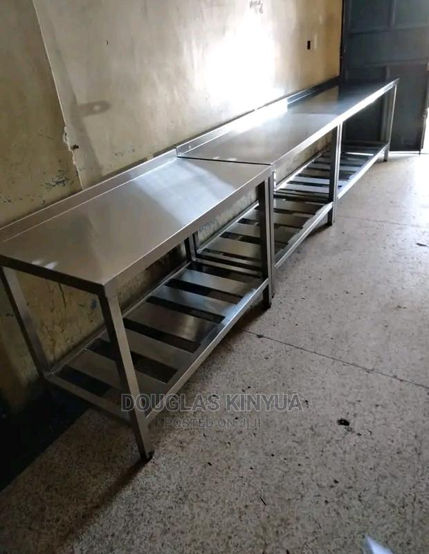Stainless Steel Working Table Top With Brace. - main view
