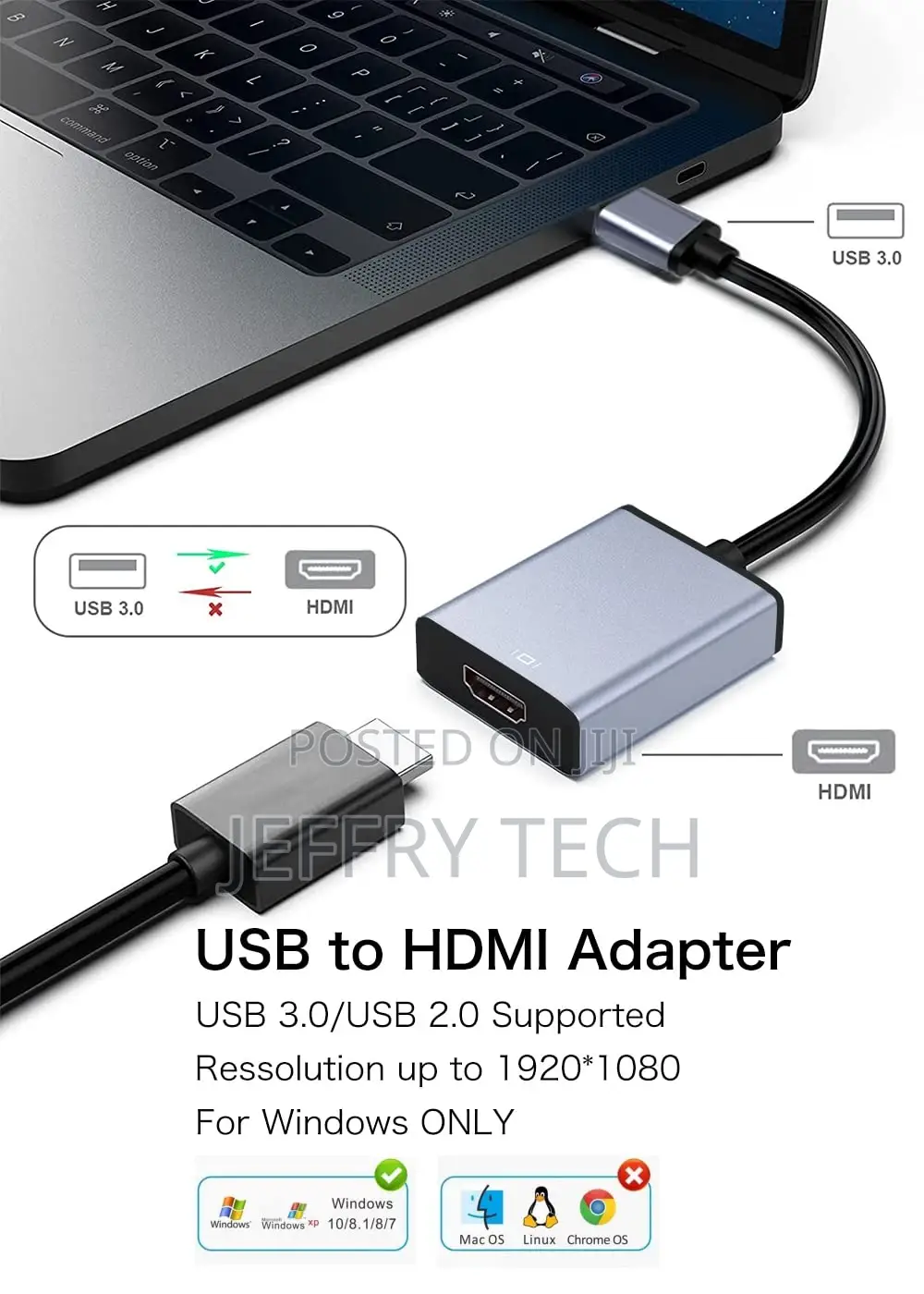 USB to HDMI Adapter, USB 3.0/2.0 to HDMI for Multiple Monito