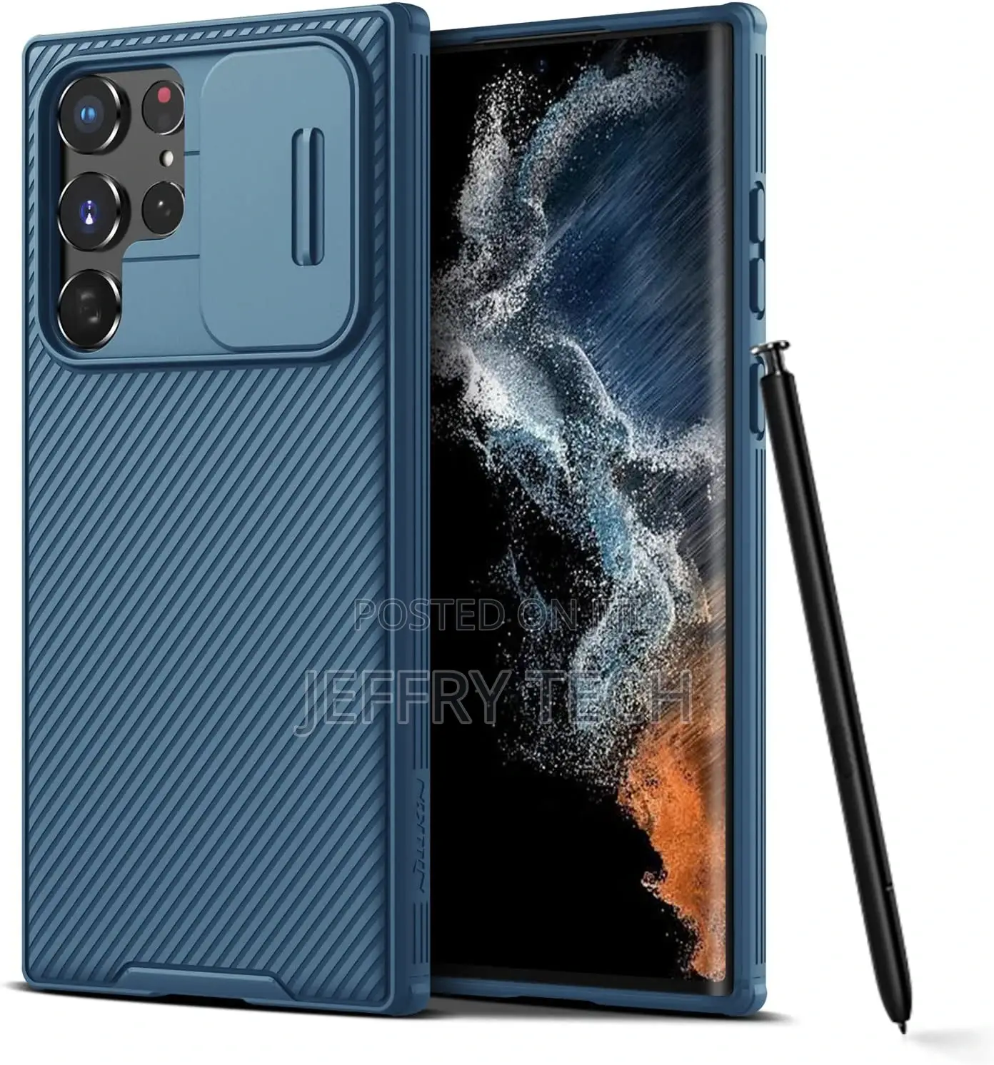 Slim Rugged Phone Case for Samsung Galaxy S22 Ultra 5g- Blue