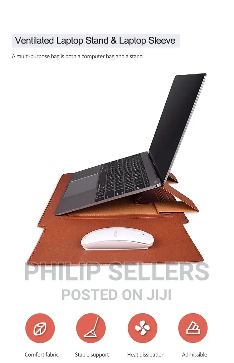 PU Leather Laptop Sleeve Stand Bag Waterproof 13 14 15inch