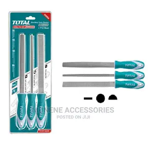 Total 3 Pcs Wood File Set - Round Half Flat File With Rubber