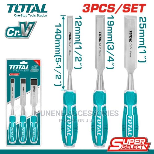 Total 3 PCS Wood Chisel Set - 12mm - 25mm Chisel With Rubber