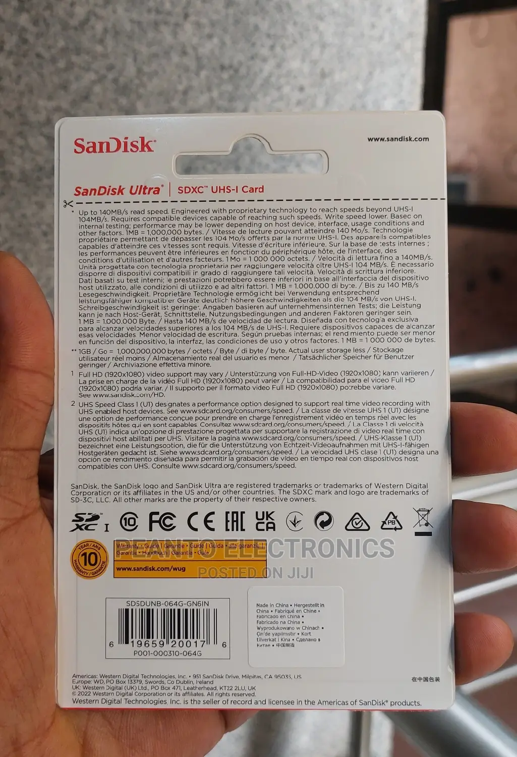 Sandisk 64gb 140mbs Ultra Uhs-I SDHC Memory