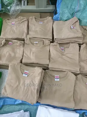 Beige Cotton Plain T-Shirts