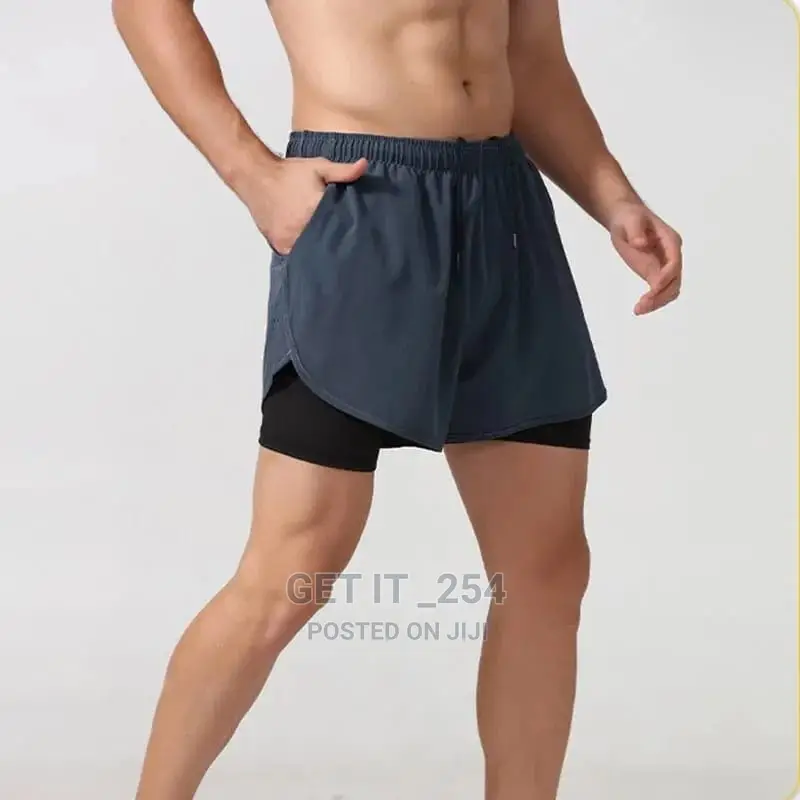 2 in 1 Breathable Men Running / Gym Shorts