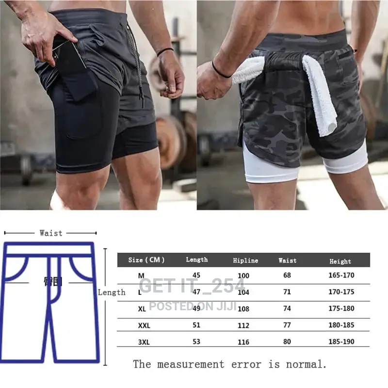 2 in 1 Breathable Men Running / Gym Shorts
