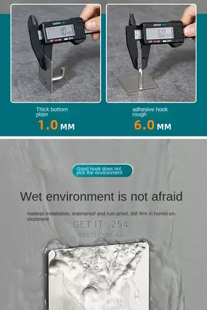 Stainless Steel Hook Has a Glue for Sticking
