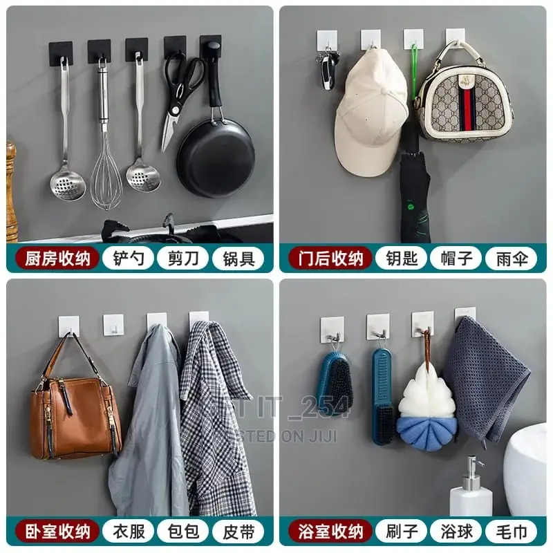 Stainless Steel Hook Has a Glue for Sticking