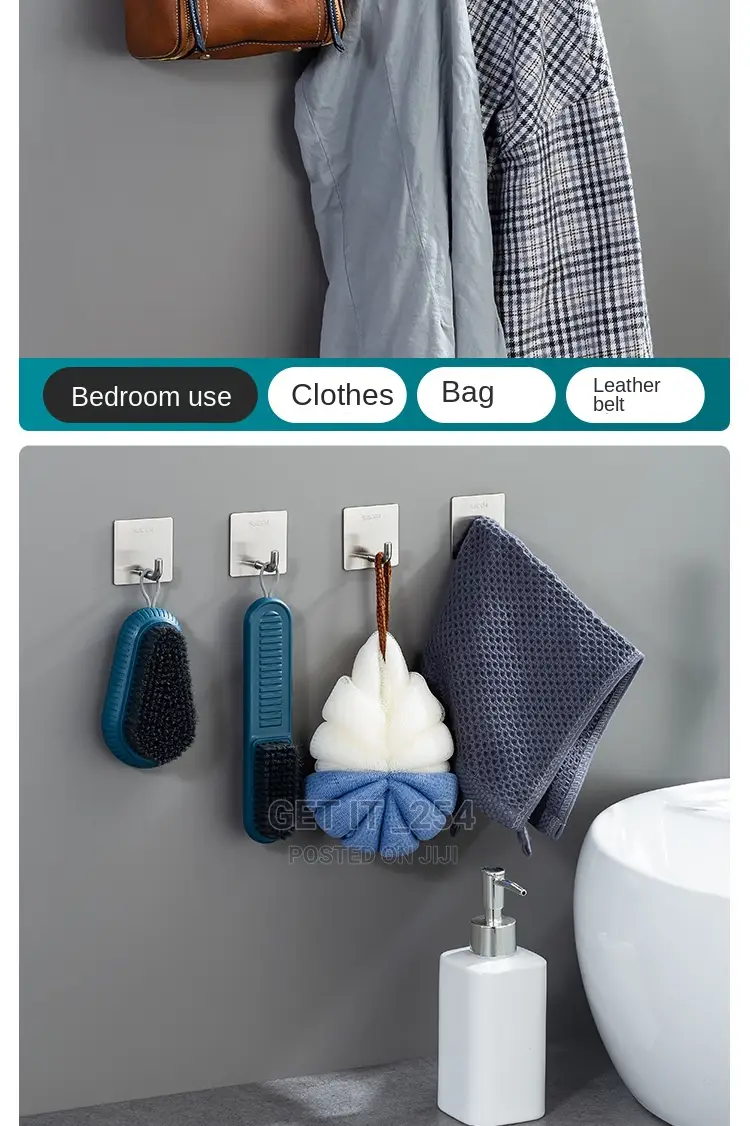 Stainless Steel Hook Has a Glue for Sticking