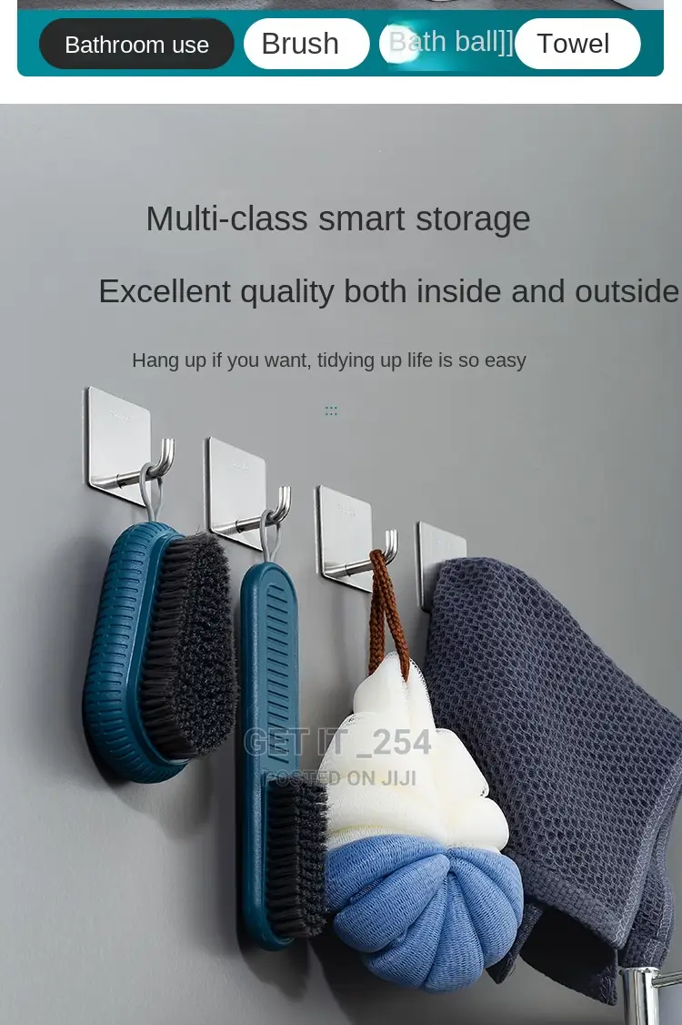 Stainless Steel Hook Has a Glue for Sticking