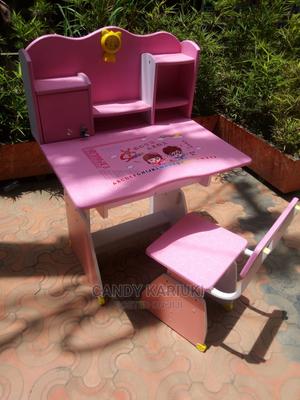 Elegant Pink Study Table Plus Chair - main view