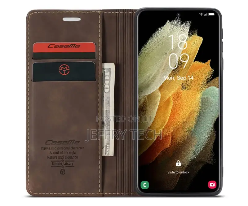 Samsung Galaxy S21 Ultra Retro Flip Leather Wallet Case Coff
