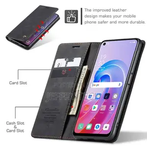 OPPO Realme 9i 4G Retro Flip Leather Wallet Case Black