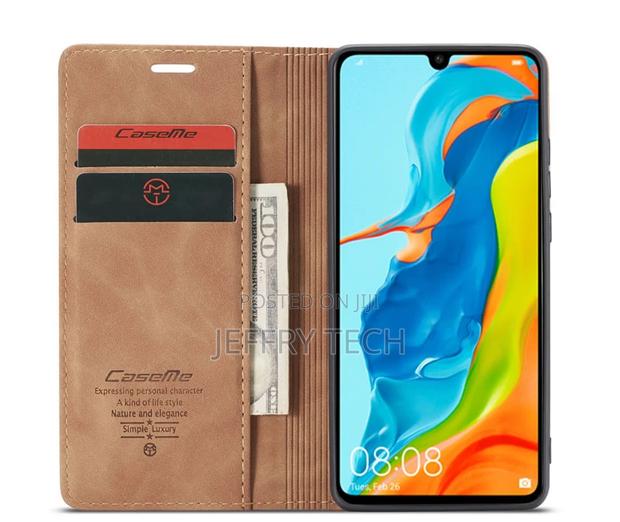 Huawei P30 Lite Retro Flip Leather Wallet Case Brown - thumbnail 3