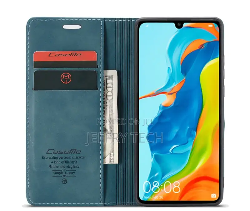 Huawei P30 Lite Retro Flip Leather Wallet Case Blue