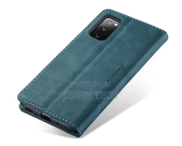 Samsung Galaxy S20 FE Retro Flip Leather Wallet Case Blue - thumbnail 2