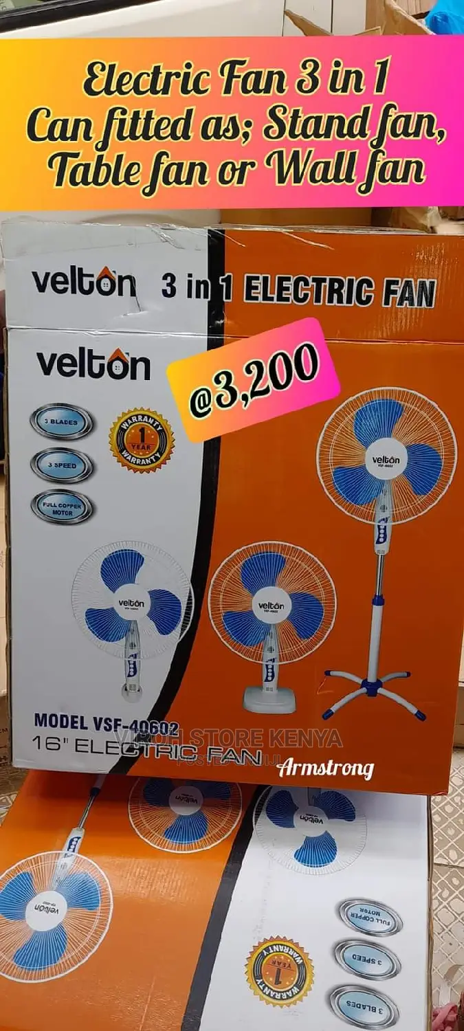 Velton 3 in 1 Stand Fan / Room Cooler / 16" Electric Fan