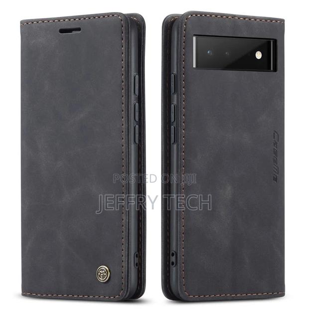 Google Pixel 6 Retro Flip Leather Wallet Case Black - main view