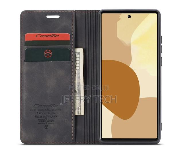 Google Pixel 6 Retro Flip Leather Wallet Case Black - thumbnail 3
